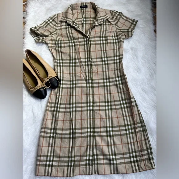 Burberry Beige and Green Plaid Dress - Picture 2 of 6